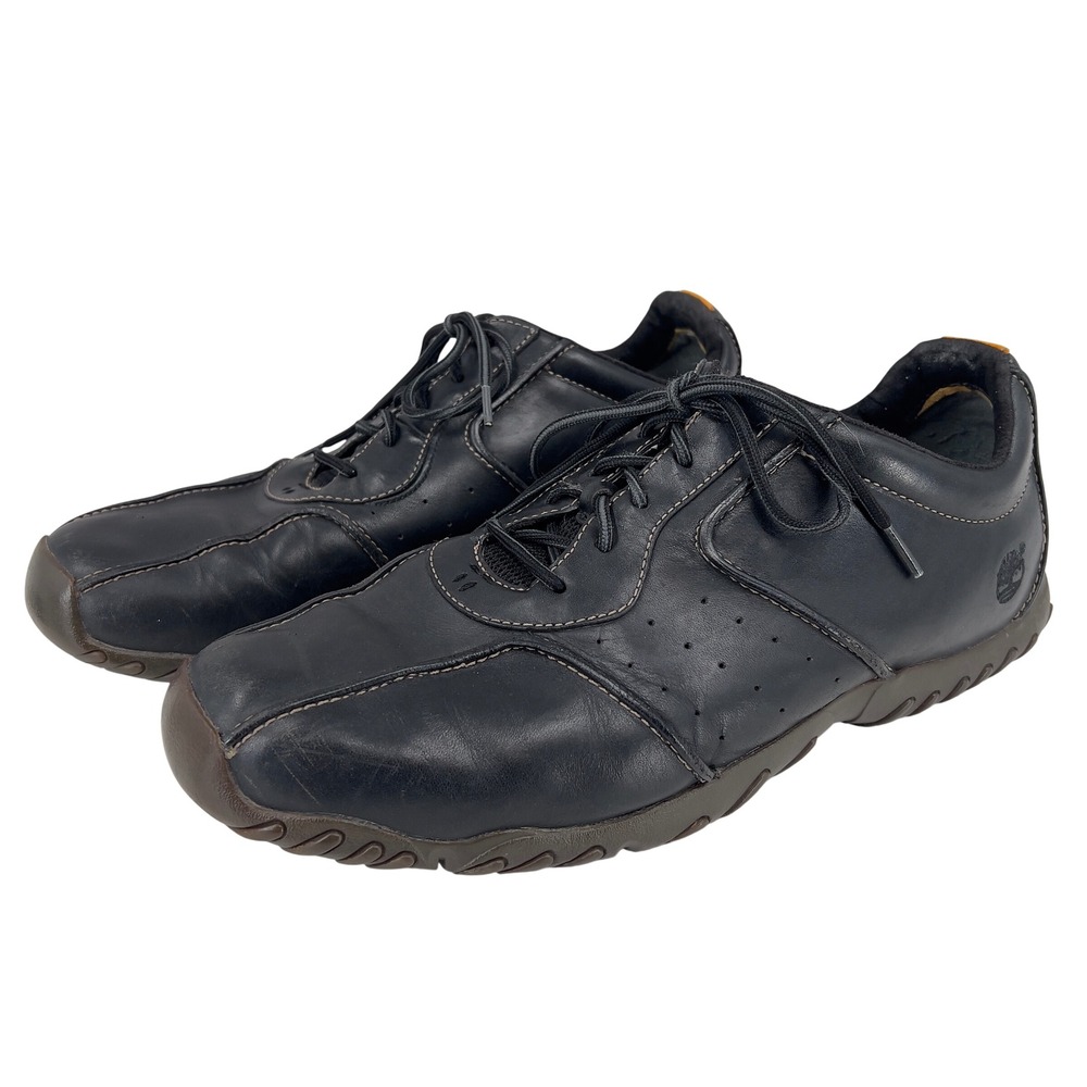 Timberland Mens 13 Black Leather Sneakers Low Top Gorpcore Hiking Rugged